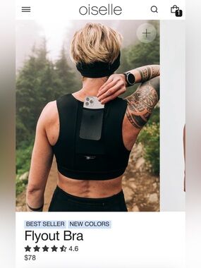 Oiselle Flyout Bra in orange with Back Phone Pocket
